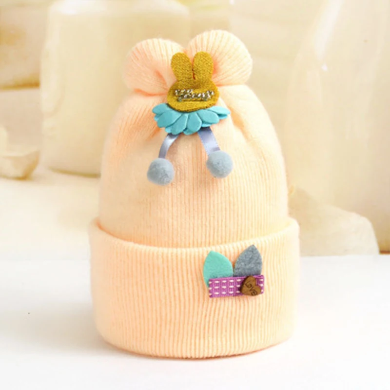 Кролик цветок Уха Вязанная детская зимняя шапка для детей шапки ручной работы Двусторонняя капот теплые зимние шапки милые детские шапки