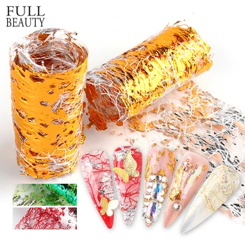 

1pcs 3D Nail Art Stickers Aluminum Foil Paper Decals Mesh Net Sliders Laser Hollow Silk Tape Nail Art Polish Decoration CH1778-1
