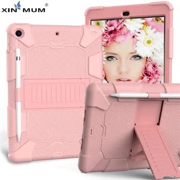 

Safe Kids Armor Case For iPad 10.2 2019 7th Generation with Kids Safe Silicon PC Back cover case+film+pen