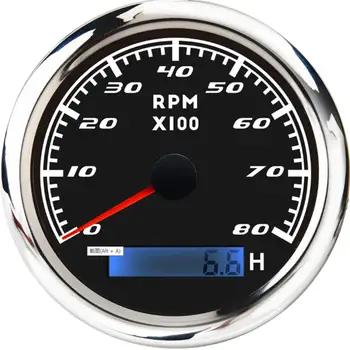 

8000 RPM 85mm Marine Boat Tachometer Gauge Tacho Meter LCD Hourmeter