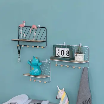 

Ins Iron Art Shelf Nordic Style Creative Wall Hanging Decoration Storage Holders Multifunction Groceries Ornament Clothes Hooks