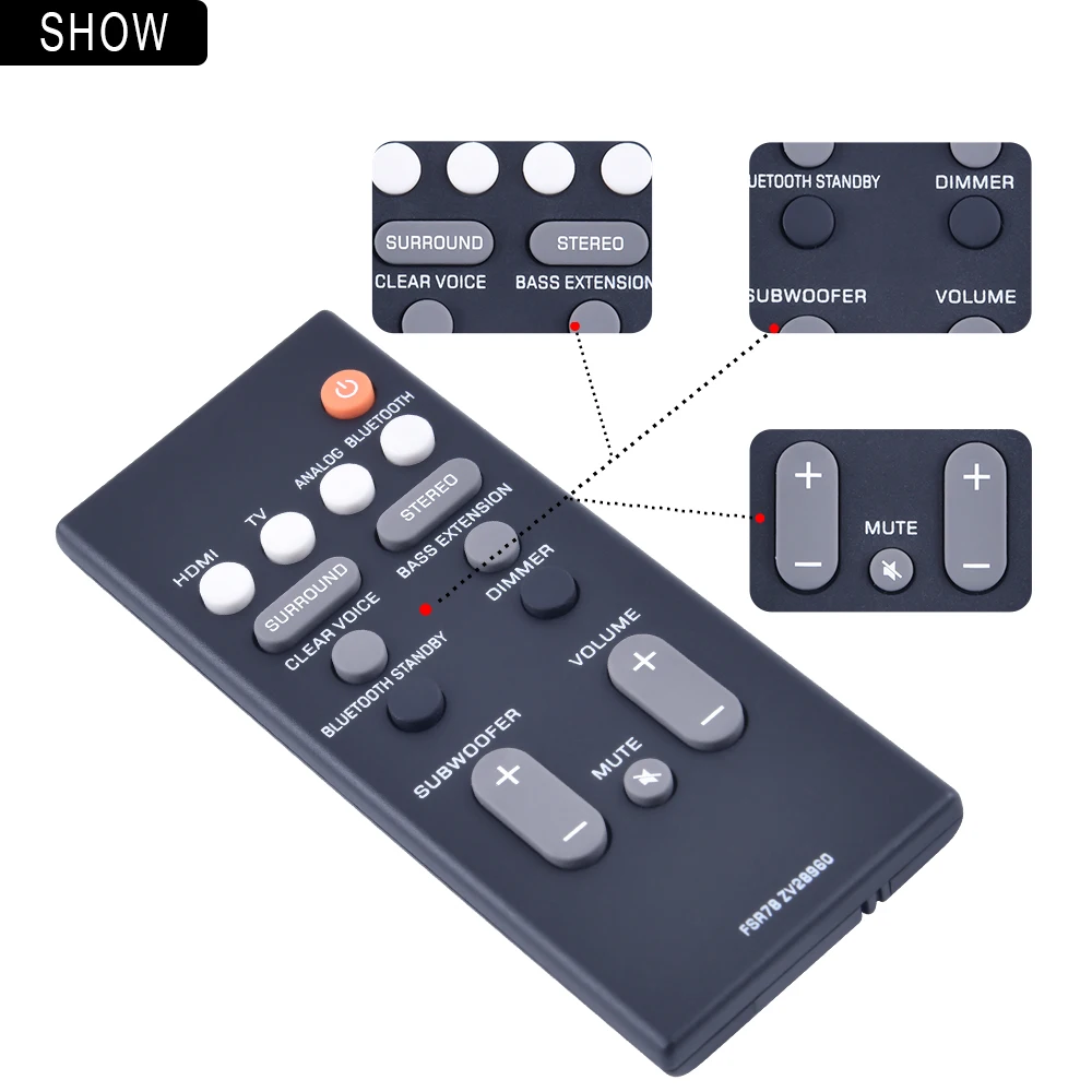 リモート制御の交換用リモコン,fsr78 zv28960,ヤマハ用106,207,107