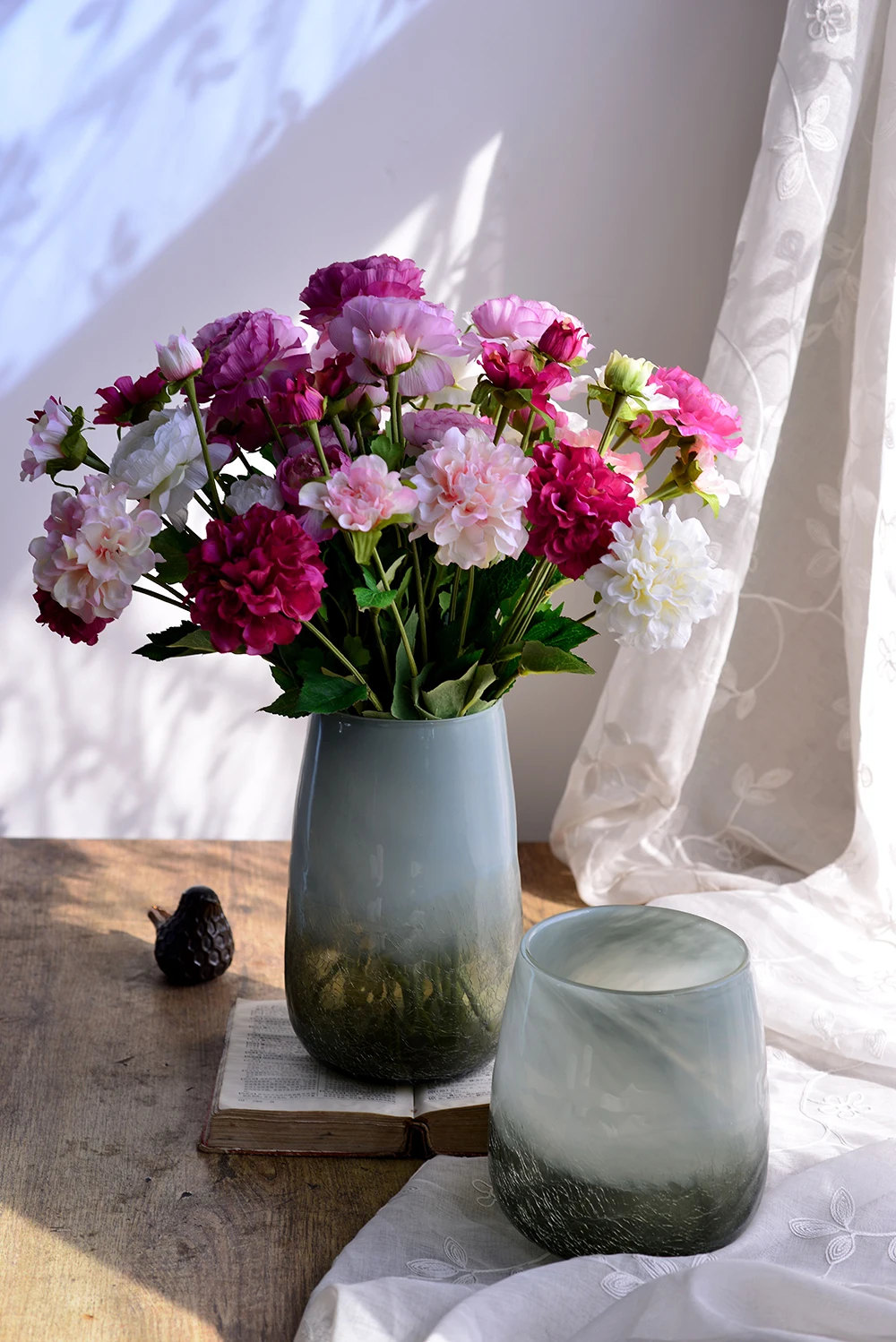 Colored Ice crack art Glass Vase for wedding decoration home decor Tabletop vases for flowers Styling of mermaid terrarium