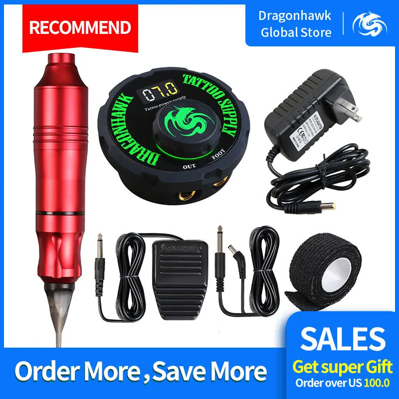 Goede Tattoo Permanente Make Up Set Rotary Pen Machine Tattoo Kits Mini Power Pedaal Tattoo Studio Assortiment