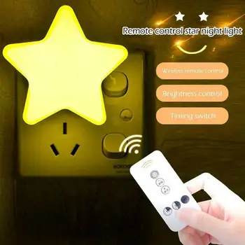 

4 Color Pentagram Night Light Led Smart Light Control Sensor Light US / EU Plug Bedside Light Night Lamp