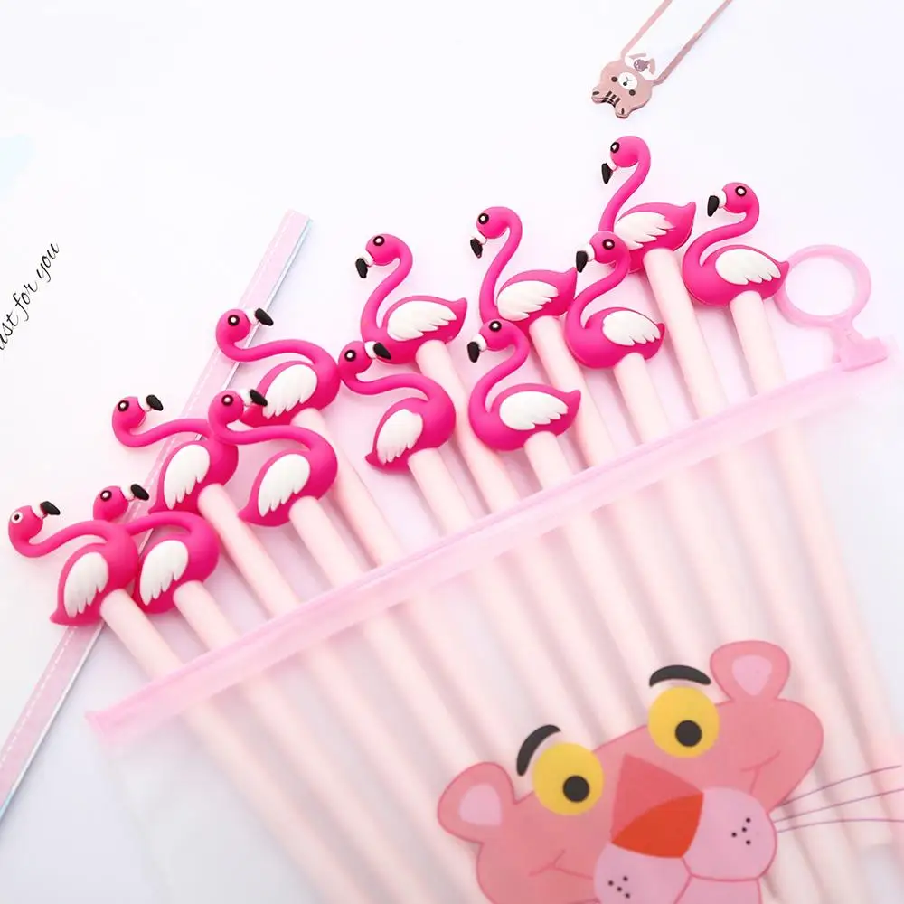 12 шт./компл. в Корейском стиле Kawaii Фламинго гелевые ручки цвет: черный, Синий Милая вещь школьные светящиеся животные в форме лебедя» Новая классная ручка магазина канцелярских принадлежностей для мальчиков одежда для девочки-подростка - Цвет: Mixed 12pcs