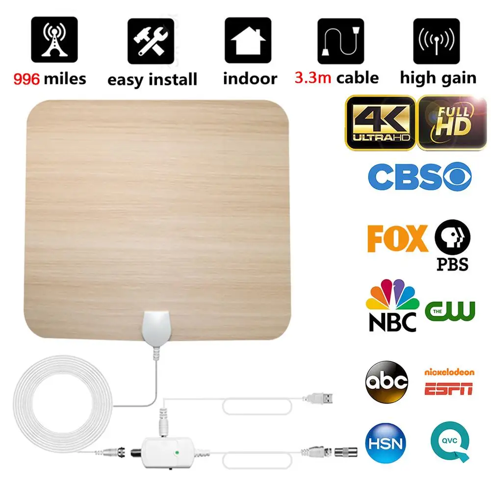 

Newest High Quality 996 Miles TV Antenna Digital HD Indoor TV Antenna 4K HD Life Local Channels Amplifier Signal Booster