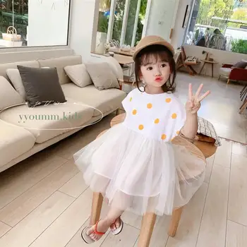 

2020 new girls patchwork dress summer fashion cotton mesh girls dresses 1-6 years HO988