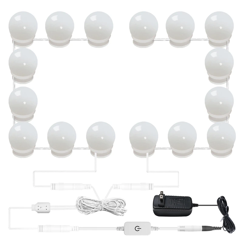 Aiboo 16 Bulbs Hollywood Style Led Vanity Mirror Lights Kit Dimmable Mirror Light Makeup Light Strip For Dressing Table Led Bulbs Tubes Aliexpress