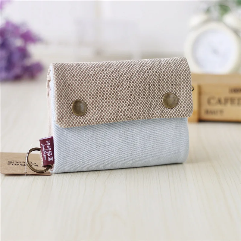 Handmade Three-Fold Fabric Wallet - Multi-Function Zipper Purse for Teens and Adults