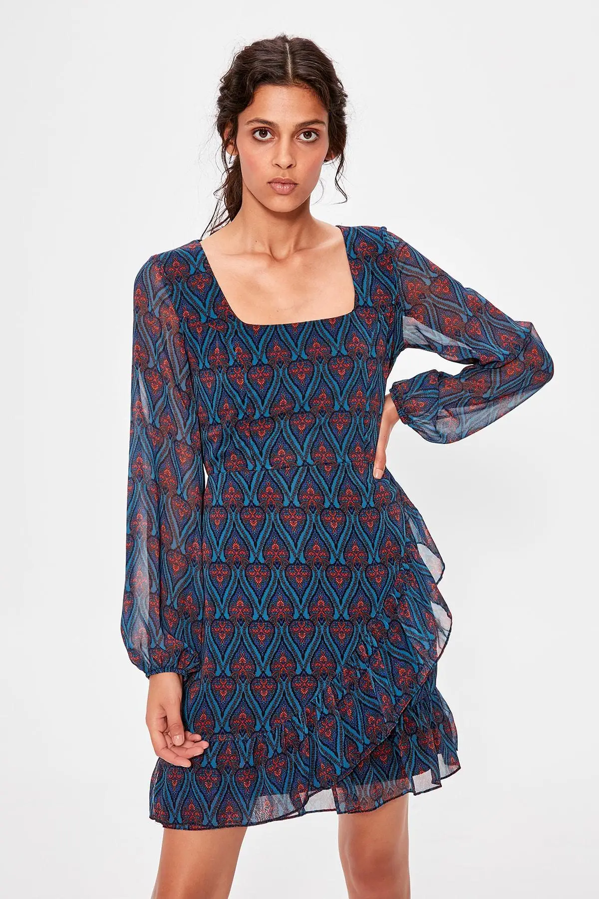 

Trendyol Petrol Frilly Dress TWOAW20EL1301