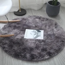 Пушистый круглый ковер, Ультра мягкий коврик, Градуированный цвет, длинный плюшевый ворсистый круглый напольный коврик для столовой, гостиной