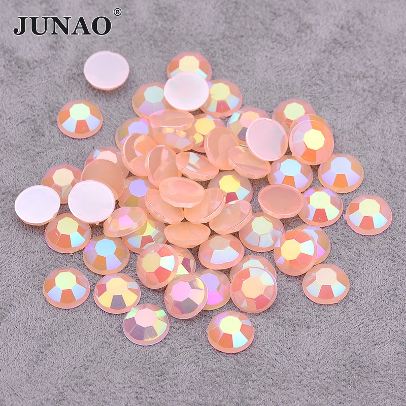 JUNAO 6 7 8 mm Glitter Champagne AB Crsytal Rhinestone Applique Round Crystal Stones Flat Back Acrylic Strass Gems Decoration | Дом и сад