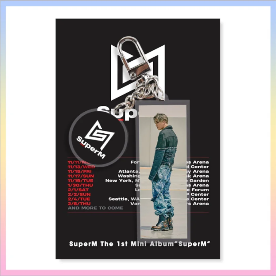 Kai SuperM Jopping Photo Key Holder Kai Lucas модный акриловый брелок Kpop Baekhyun Ten Bag Подвеска Шарм - Цвет: Kai