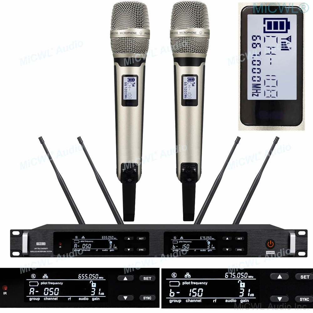 

MiCWL AD4D 300 Channel Audio Wireless Microphone SKM9000 Digital True Diversity Stage vocal concert Handheld Mics 4 Aerial