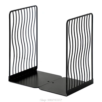 

1 Pair Nordic Iron Bookends Book Stand Support Desktop Office Magazine Organizer Rack Shelf Holder S04 20 Dropship
