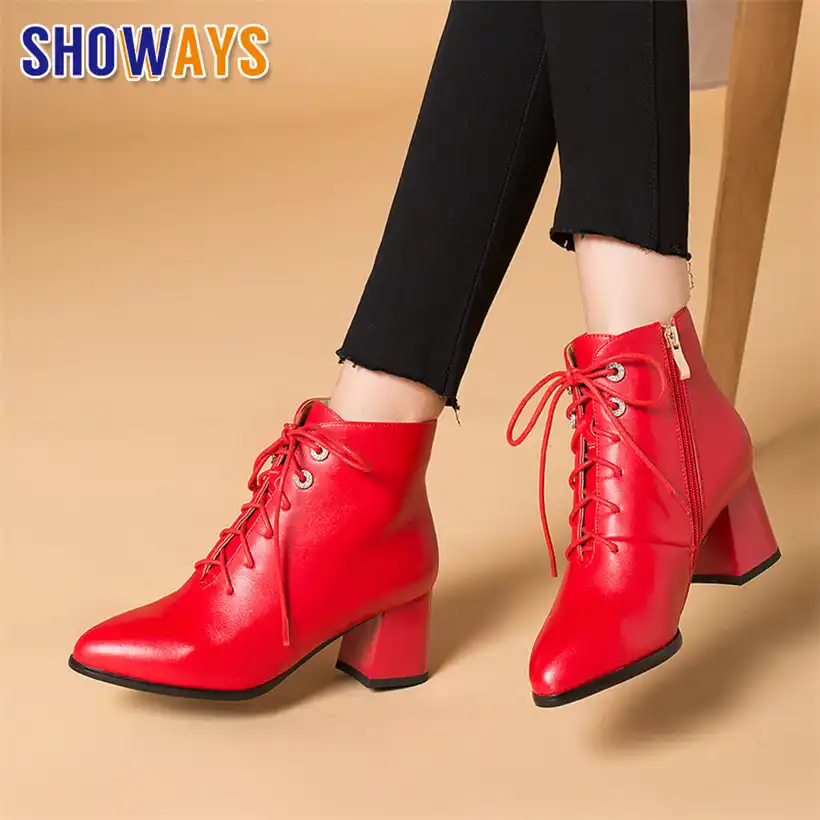 lace up red block heels