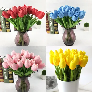 

Artificial Tulip Simulation Silk Flower Real Touch Artificial Bouquet Fake Flower for Wedding Home Garden Decor 10pcs