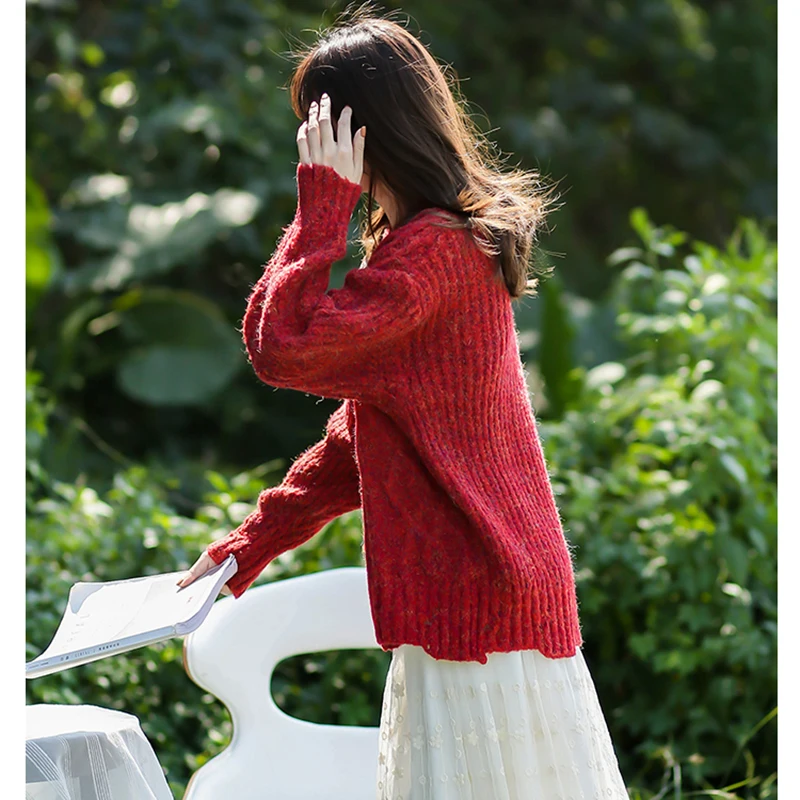 Autumn Winter Pullover Thick Thread Knitwear Women's Irregular Hem Casual Sweater Women's Loose and Soft Cashmere O-Neck Short Autumn Winter Pullover Thick Thread Knitwear Women's Irregular Hem Casual Sweater Women's Loose and Soft Cashmere O-Neck Short