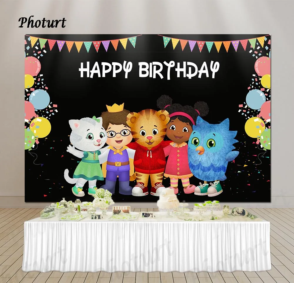 Фон PHOTURT Даниэль Тигр для мальчиков на день рождения воздушные шары флаги из