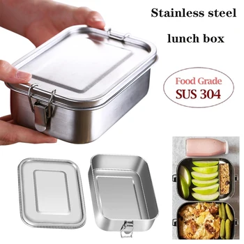 

304 Stainless Steel Single Layer Lunch Box for Adults Leak-proof Sealed Container Student Box Food Storage Container Lunchbox