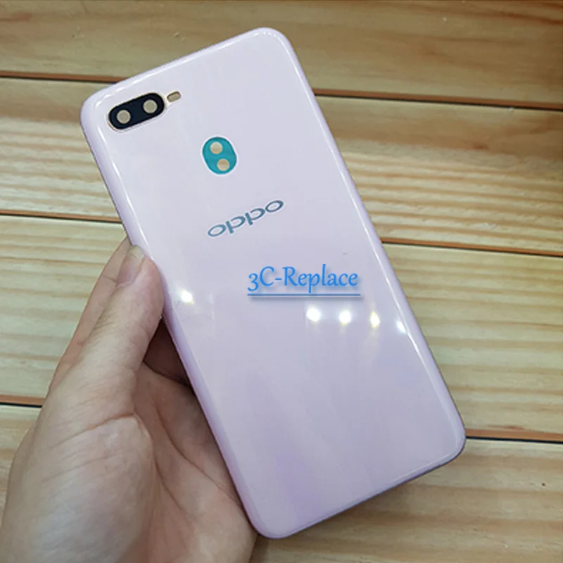 Зеленый/золотой/розовый 6,2 дюйма для Oppo A7 AX7 корпус батареи задняя крышка мобильного телефона крышка ЖК передняя средняя рамка части - Цвет: Pink With Lens