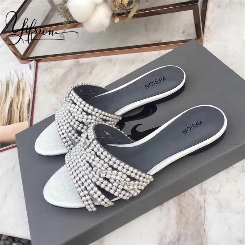 OLOME Новинка модная летняя обувь из натуральной кожи женские шлепанцы с открытым