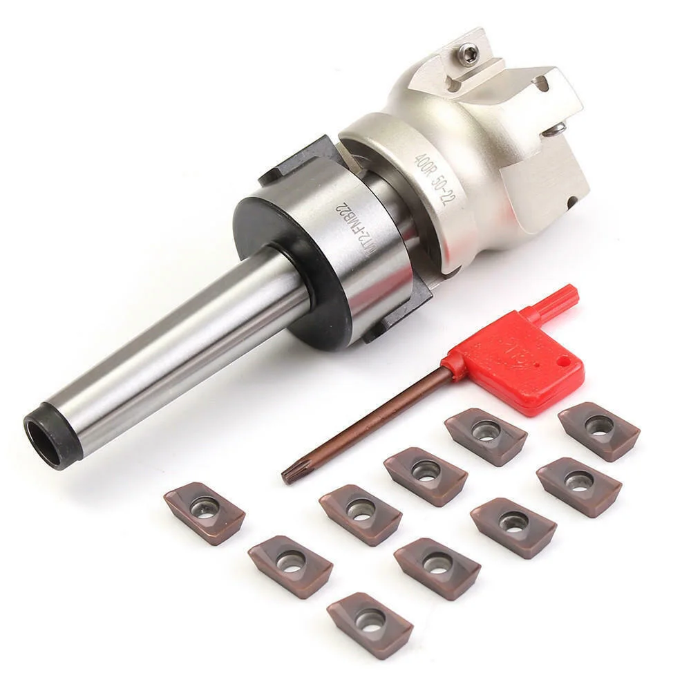 

MT2 M10 Shank 400R 50mm Face End Mill Cutter + 10pcs Carbide Insert APMT1604