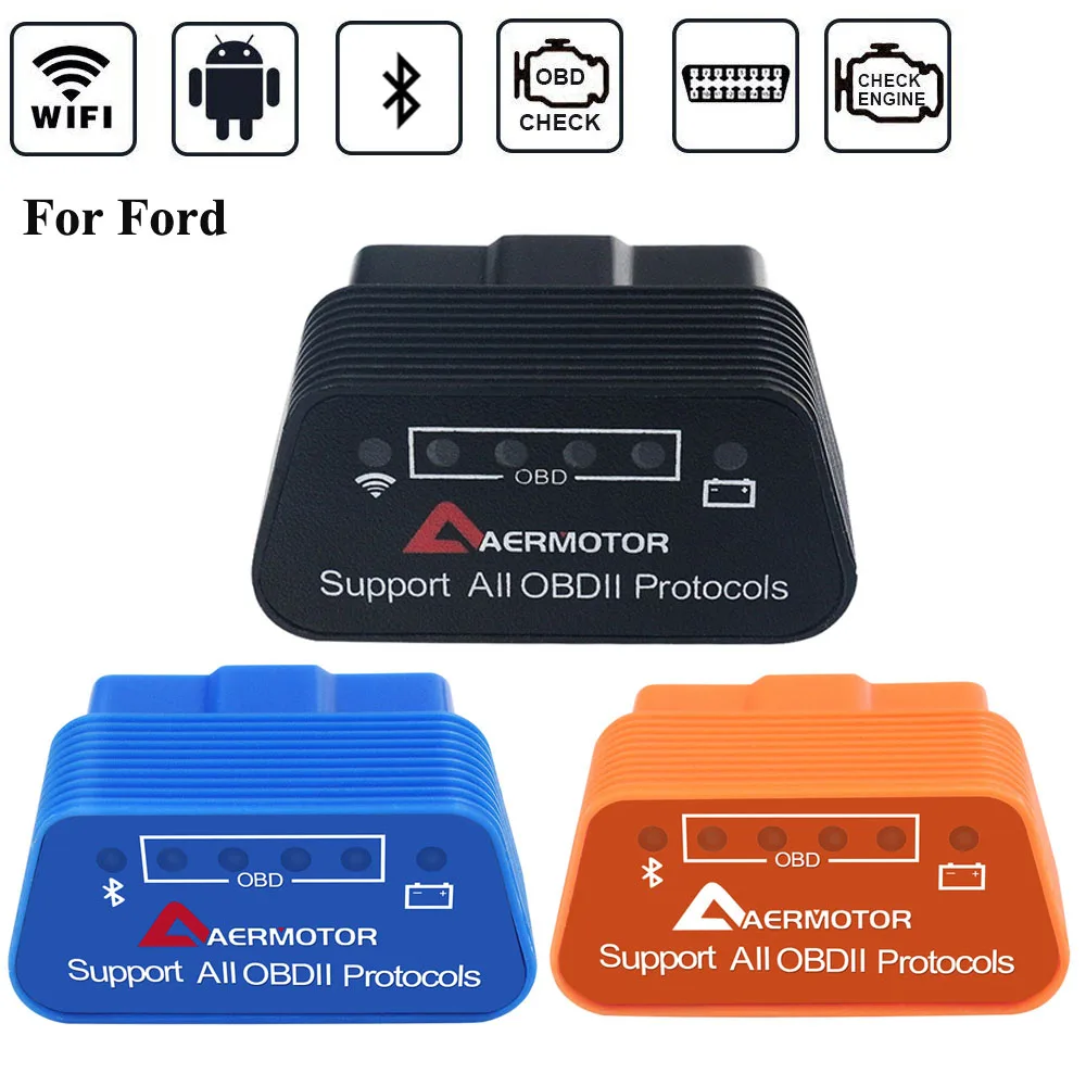 Бесплатный ELM327 Bluetooth Wi-Fi OBD2 сканер для Ford Focus 2 MK2 Fusion Fiesta Mondeo Ranger Kuga OBD2 считыватель кодов диагностический инструмент