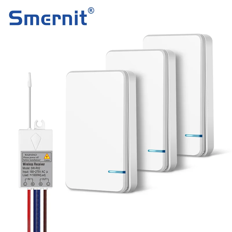  Wireless Light Switch Waterproof Remote Control Switches No Wire Needed Wall Push Button Lighting L - 4000366439558