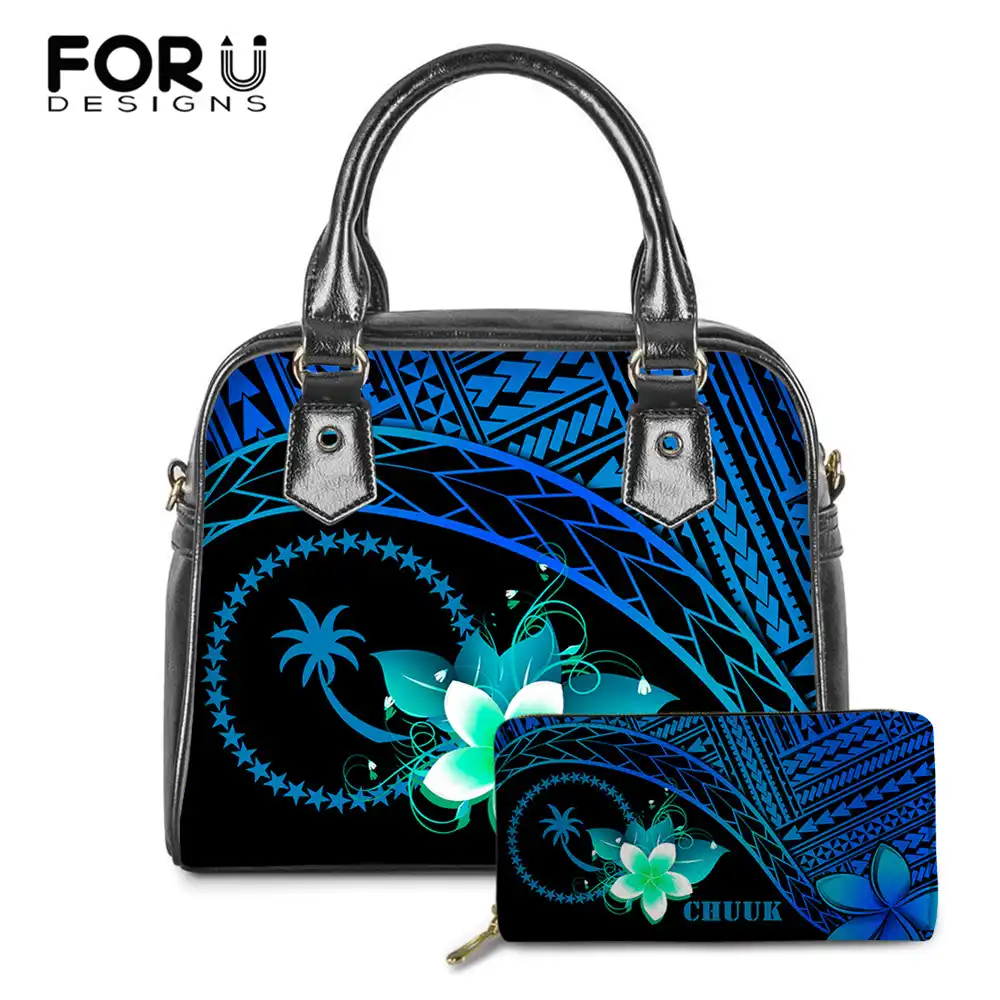 Forudesigns女性chuuk Polynesianとプルメリア花柄ブランドデザイナー高級puレザートートバッグボルサfeminina トップハンドルバッグ Aliexpress
