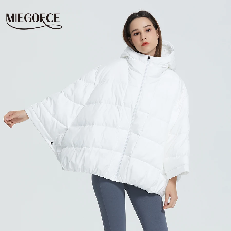 MIEGOFCE 2019 Новая зимняя женская куртка высокое качество яркие расцветки синтепон утепленные дутые куртки стойкий воротник с капюшоном Куртка