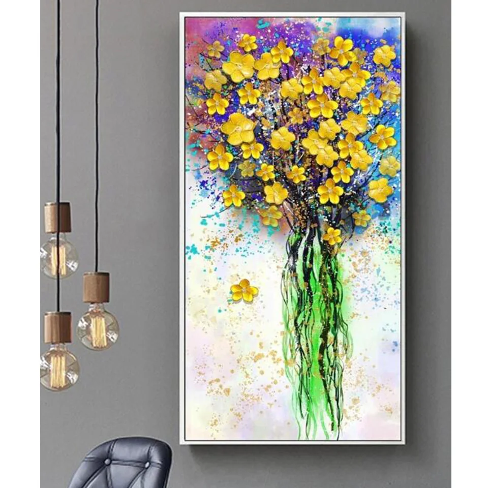 handicrafts and hobbies Gold Flowers diamond embroidery diamond mosaic full square diamond painting cross stitch home Decoration