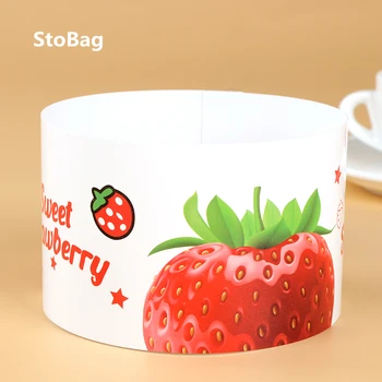 

StoBag 100pcs Sweet Strawberry Mousse Cake Border Decoration DIY Handmade Birtyday Party Baby Show Tools Wrapping Tape Baking