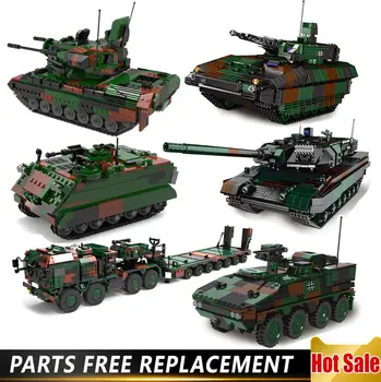 

Pre sale Oct.Germany Military Building Blocks WW2 M113 Armored Carrier Bricks MAH HX-81 Elefant Tractor Truck Blocks Toys