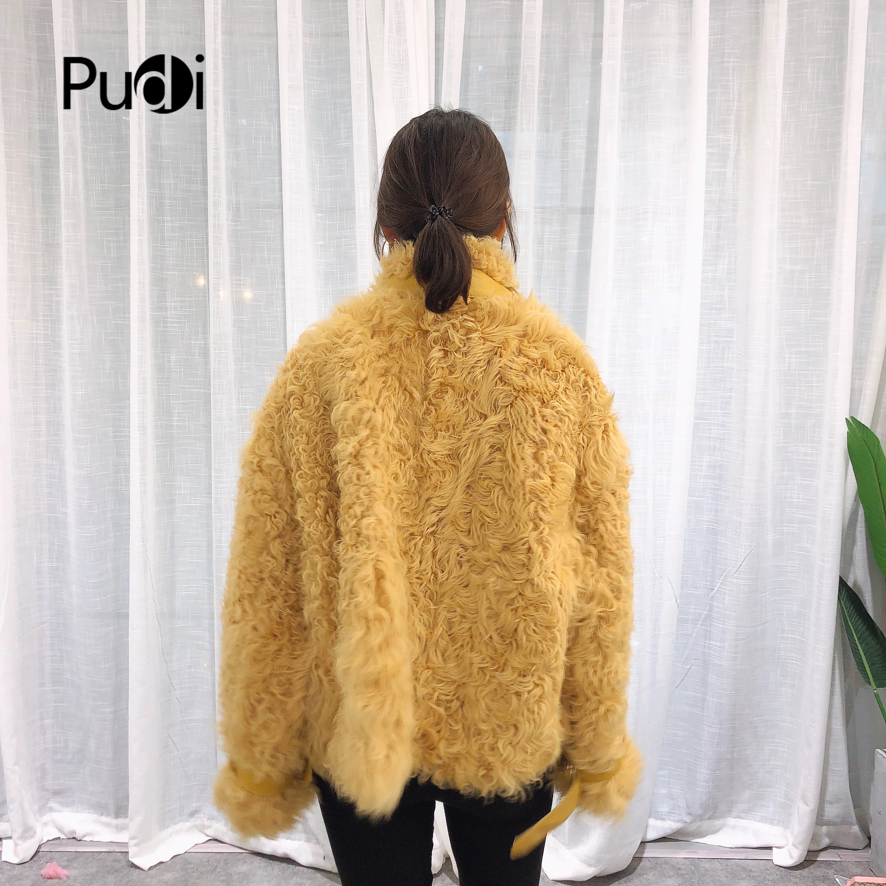 Pudi TX223910 женская зимняя повседневная натуральном овечьем меху куртка, пальто Модные женские натуральная меховая шуба, верхняя одежда