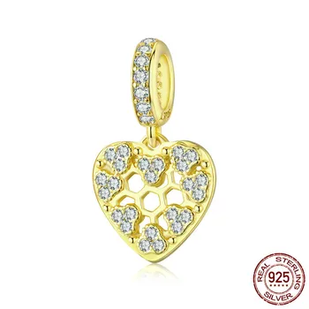 

Heart Shape Pendant Charm for Bracelet or Necklace 925 Sterling Silver Bee Hive Hexgon Design 2020 New Bijoux SCC1410