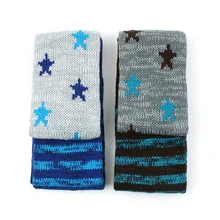 Корейский Winghouse Детский шарф в полоску для мальчиков, с пентаграммой, с воротником, теплая, Осень-зима, вязание, толстое кольцо, глушитель, воротник