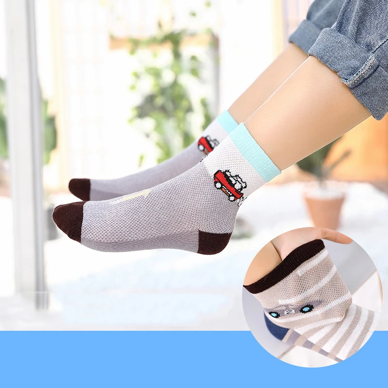 New Spring Summer Children Socks Mesh breathable Car Style Cotton Boys Socks Kids 5 pairs/lot 3-15 Years kids socks