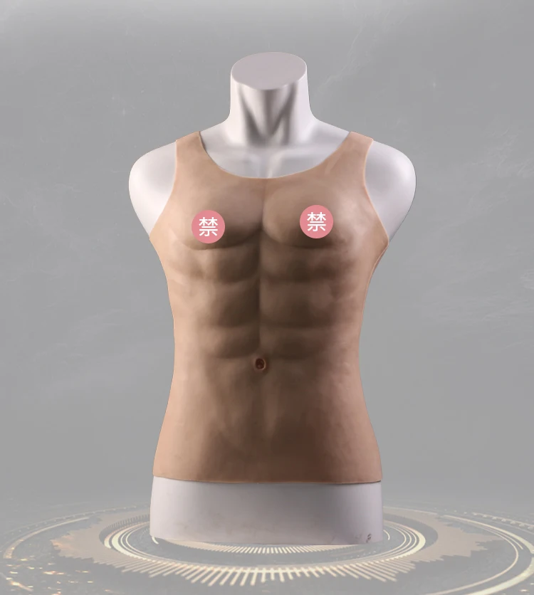 

Hunk Chest Muscle Man Silicone Fake Chest Muscle Pecloralis Muscle Bodysuit Men Shaper Stronger Man