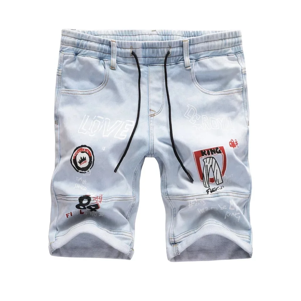 

Light Blue Denim Knee Length Straight Pantalones Jeans Hombre Short Men Jeans