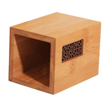 

Retro Wooden Cutout Desk Storage Box Desktop Organizer Pen Pencil Holder Divided Storage Box