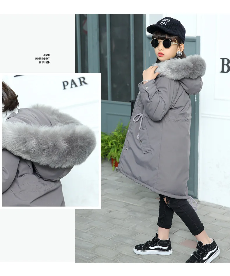 AliExpress Winter New Style Fashion mao ling bian Hooded Big Virgin Girls Cotton-padded Children Clothes a Generation of Fat Fas