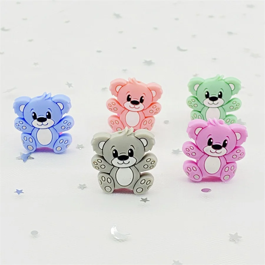 10pc Silicone Animal Beads BPA Free Baby Teething Beads DIY Toy For Pacifier Clips New Born Silicone Rodent Tiny Rod Baby Teether