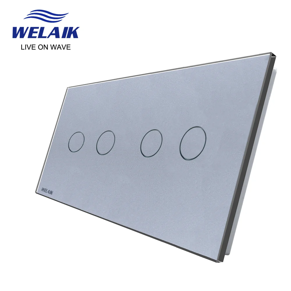 Smart Wall Switch Wall Touch Switch Socket Light Switch Cover Switch Glass Panel WELAIK EU 2Frame 151*80mm 2Gang 1Gang LED Light Wall Touch Switch White Crystal Tempered Glass Panel Only DIY Parts A2922W1