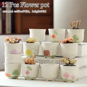 

Flower Pot Flower leaves Style Succulent Cactus Pot Plant Garden Ceramic Planter Pots Outdoor Garden