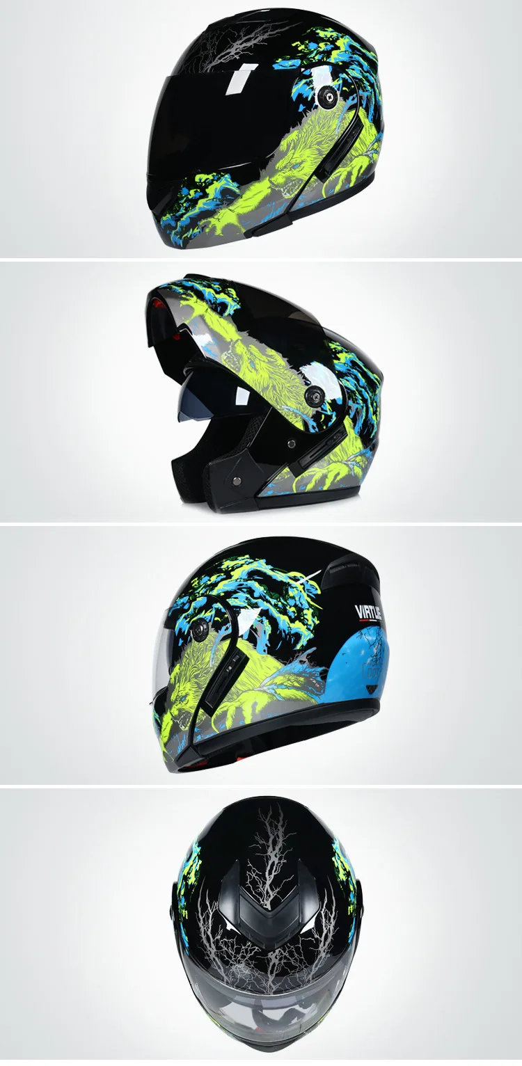 Motorcycle Helmet Double Lens Open Face Helmet Full Face Helmet Racing Helmet Running Helmet Unisex Dual-Use Helmet