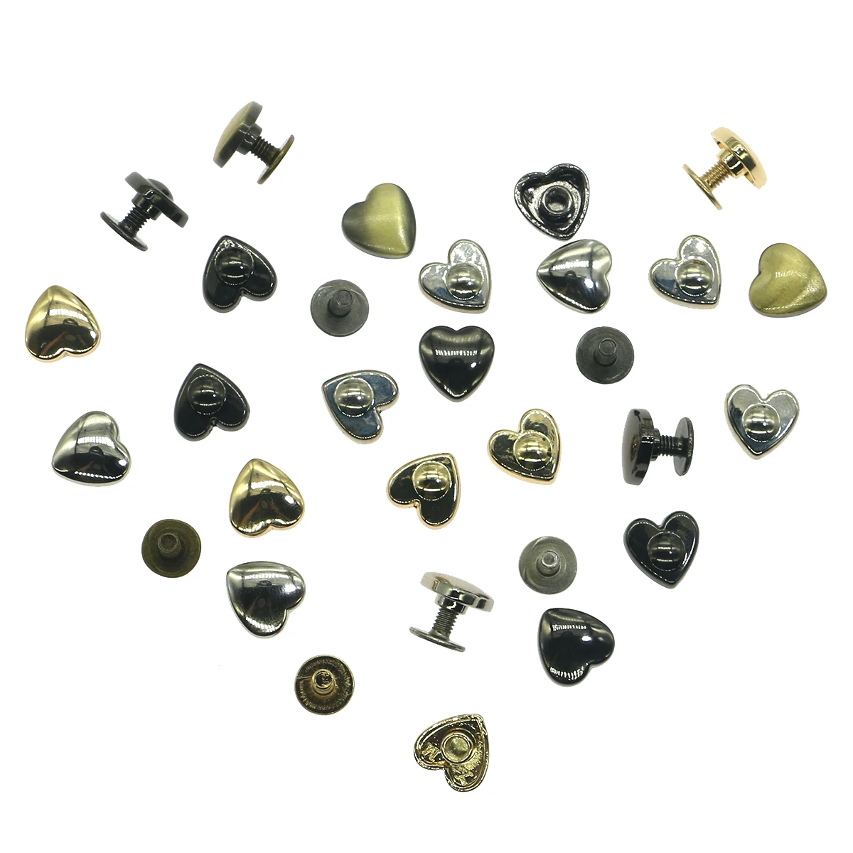 8 mm small screws heart rivets bag bag bottom shackles DIY leather hardware accessories 3 kinds of color