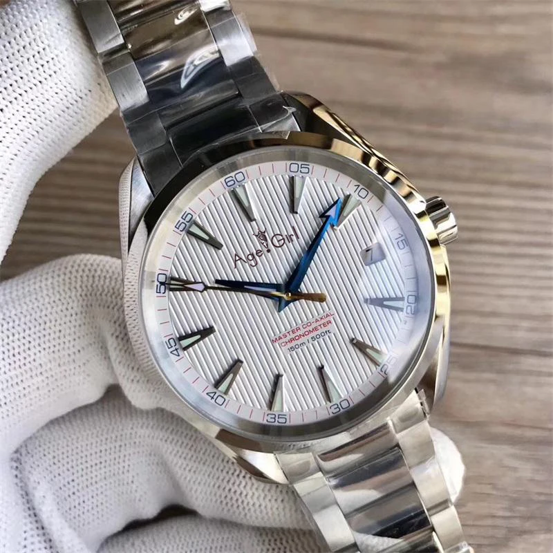 Элитный бренд Для мужчин часы Нержавеющая сталь браслет Aqua Terra 150 м автоматические механические с автоподзаводом серебристый, черный белого и синего цвета AAA