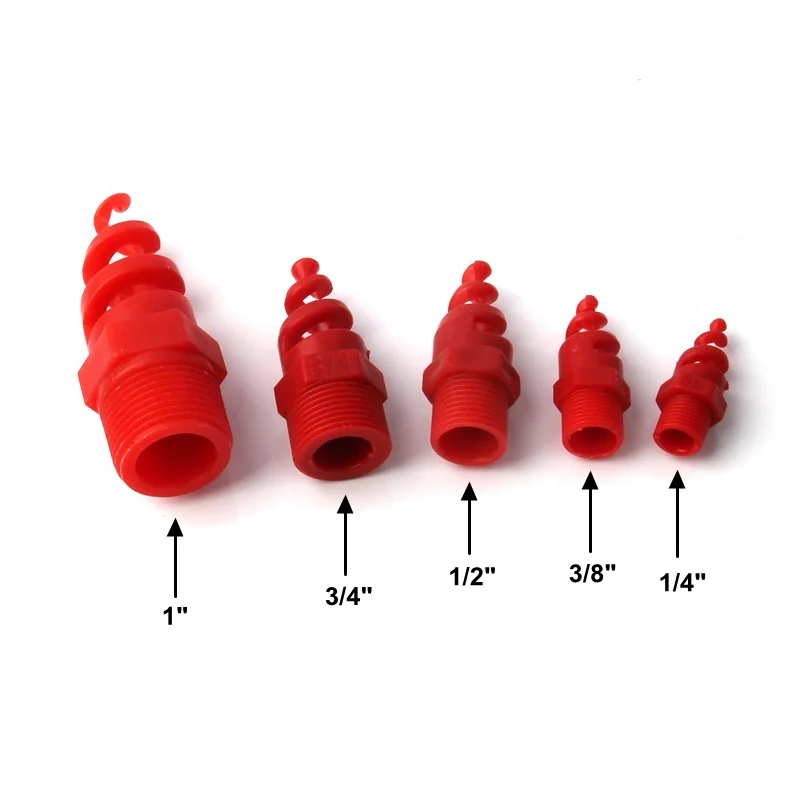 

1pcs Plastic Spiral Nozzle 1/4,3/8,1/2,3/4,1inch Male Thread Red Atomization Sprinkler Heads for Home Garden Irrigation Nozzle